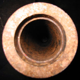 Top view of cannon barrel, showing its 1/2" thick steel walls.