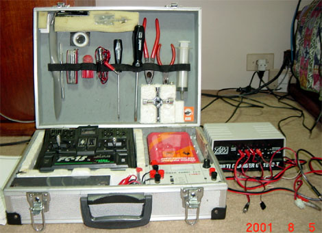 My Flight Box containing everything I need to start, fly, and repair the planes.