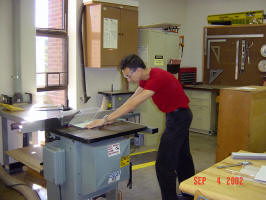 Cutting the polycarbonate sheet into the lengths required for the injector enclosure.