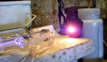 CO2 laser burning coal from up close.