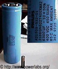 Philips pulse capacitor. The AA battery on the picture is for size comparison.