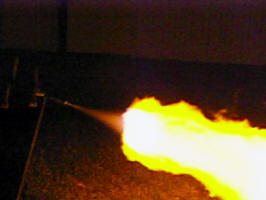 Propane nozzle being operated in open air.