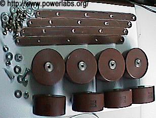 Copper bussbars, capacitors, nuts, bolts and washers.